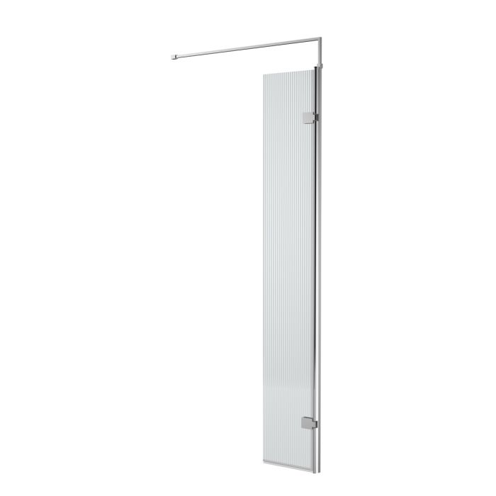 Dezine Chrome Fluted 300mm Wetroom Swing Screen - 1850mm High