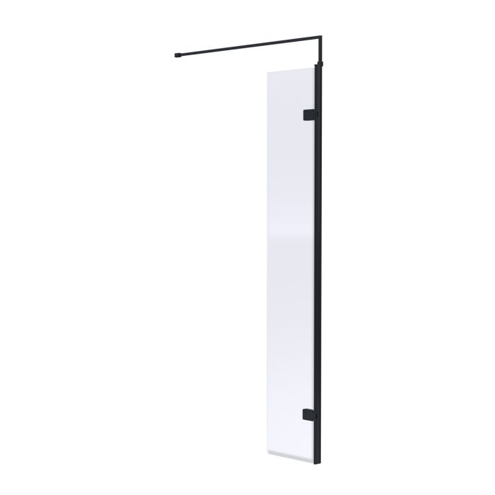 Dezine Matt Black 300mm Wetroom Swing Screen - 1850mm High