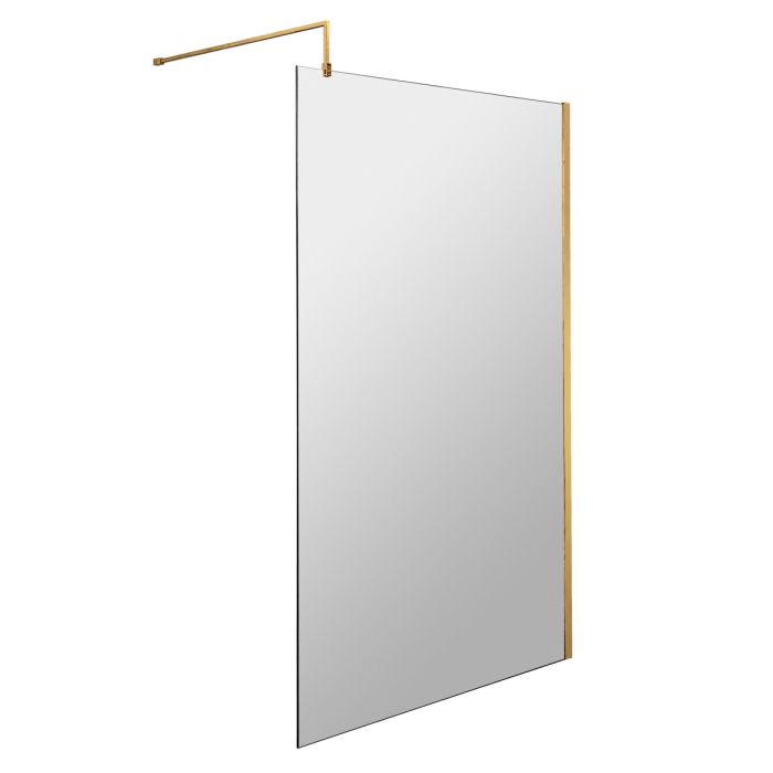 Dezine 1000mm Brushed Brass 8mm Wetroom Screen - 1850mm High