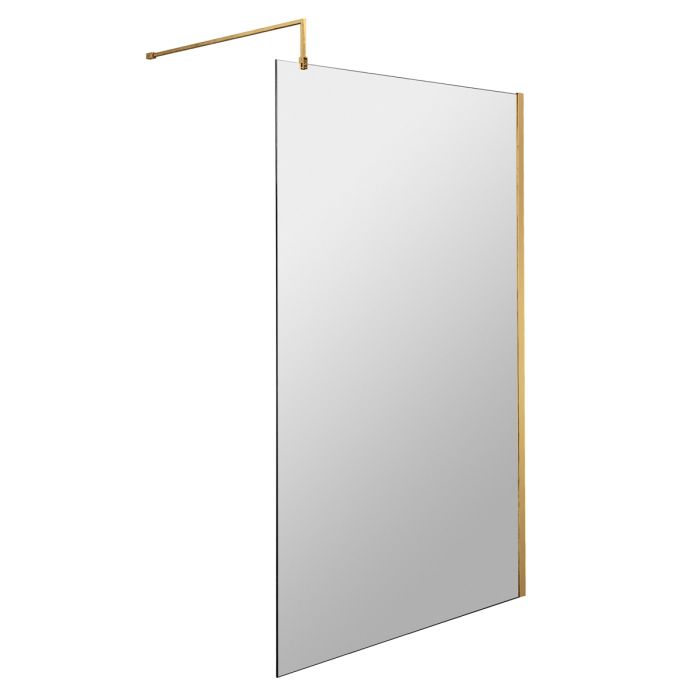 Dezine 1100mm Brushed Brass 8mm Wetroom Screen - 1850mm High