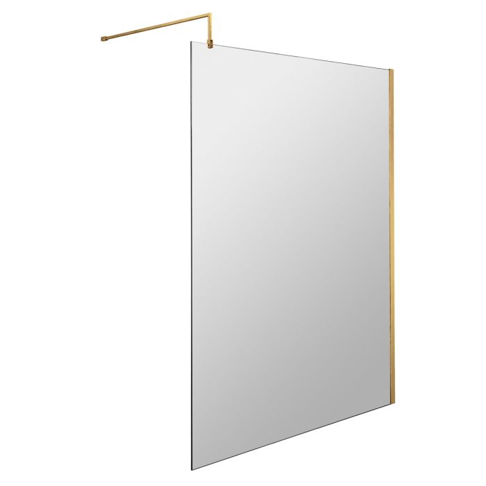 Dezine 1200mm Brushed Brass 8mm Wetroom Screen - 1850mm High