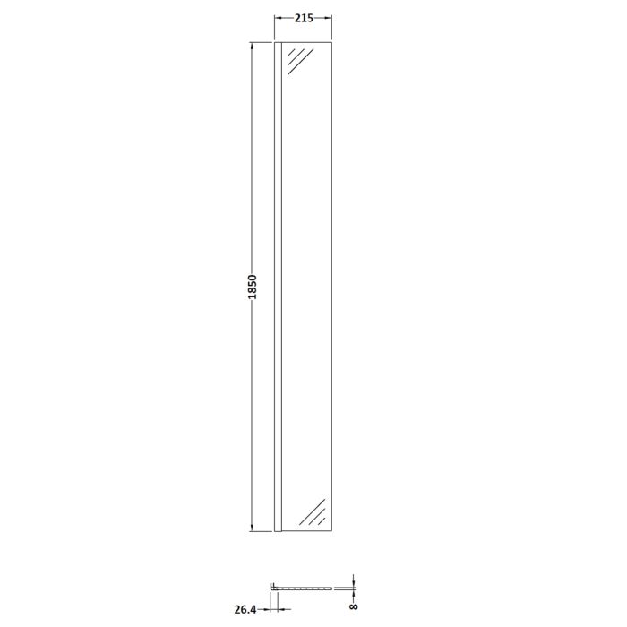 Dezine Bollin Brass 215mm Wetroom Return Screen - 1850mm High