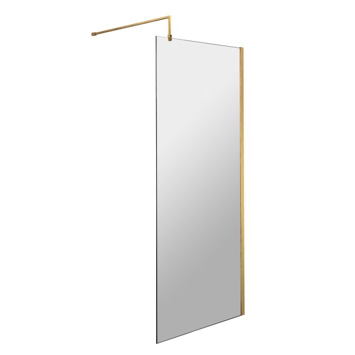 Dezine 760mm Brushed Brass 8mm Wetroom Screen - 1850mm High