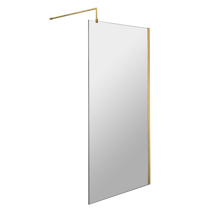 Dezine 900mm Brushed Brass 8mm Wetroom Screen - 1850mm High