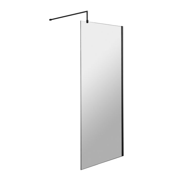 Dezine 700mm Matt Black 8mm Wetroom Screen - 1850mm High