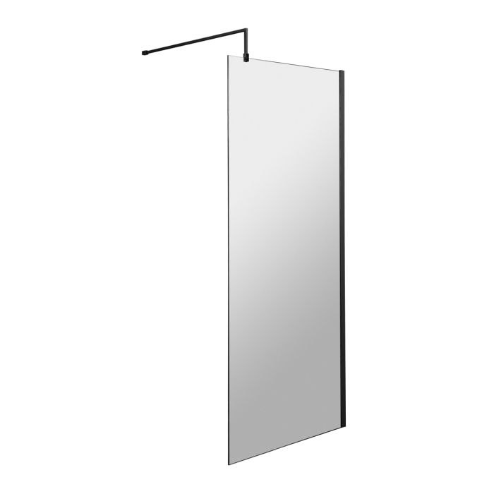 Dezine 760mm Matt Black 8mm Wetroom Screen - 1850mm High