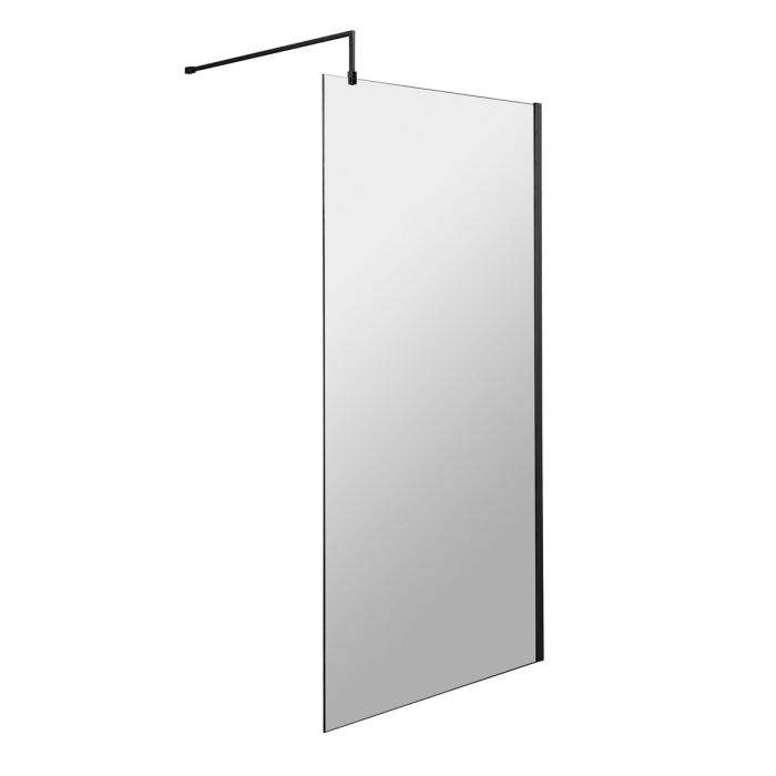 Dezine 800mm Matt Black 8mm Wetroom Screen - 1850mm High