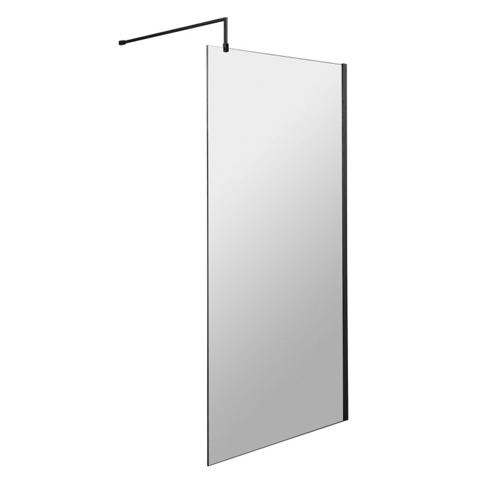 Dezine 900mm Matt Black 8mm Wetroom Screen - 1850mm High