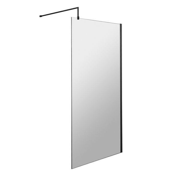 Dezine 1100mm Matt Black 8mm Wetroom Screen - 1850mm High