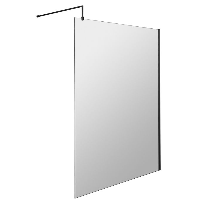 Dezine 1200mm Matt Black 8mm Wetroom Screen - 1850mm High