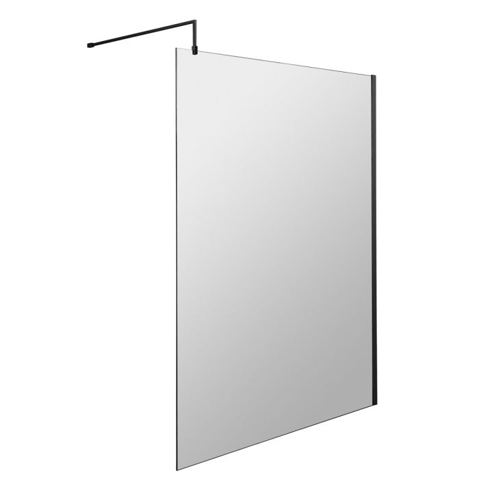 Dezine 1400mm Matt Black 8mm Wetroom Screen - 1850mm High